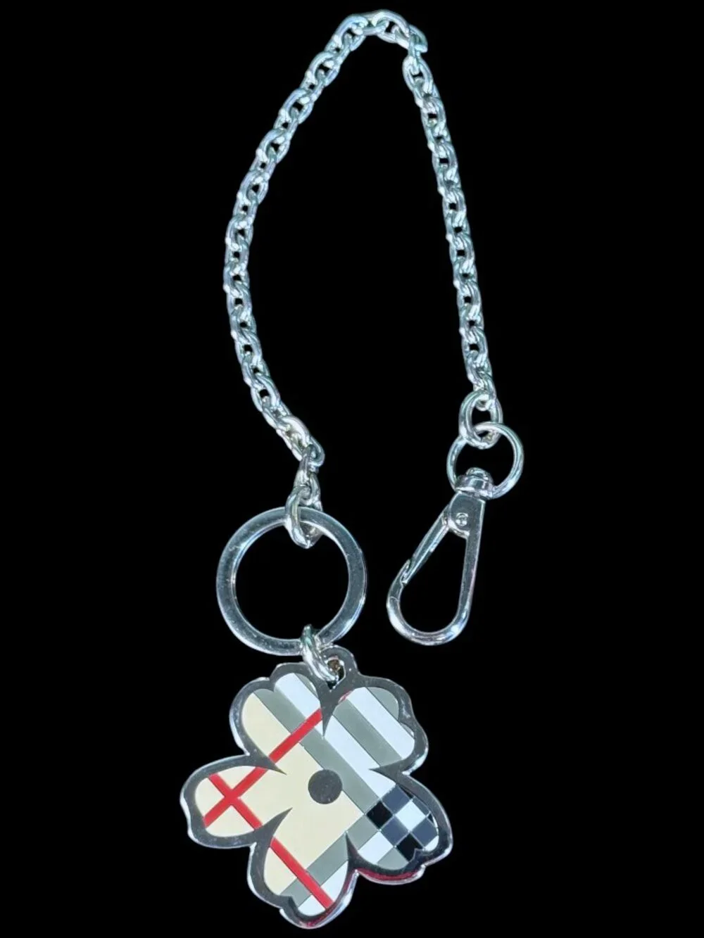 Burberry Vintage Prorsum Flower Bloom Nova Check Bag Charm Keychain with COA